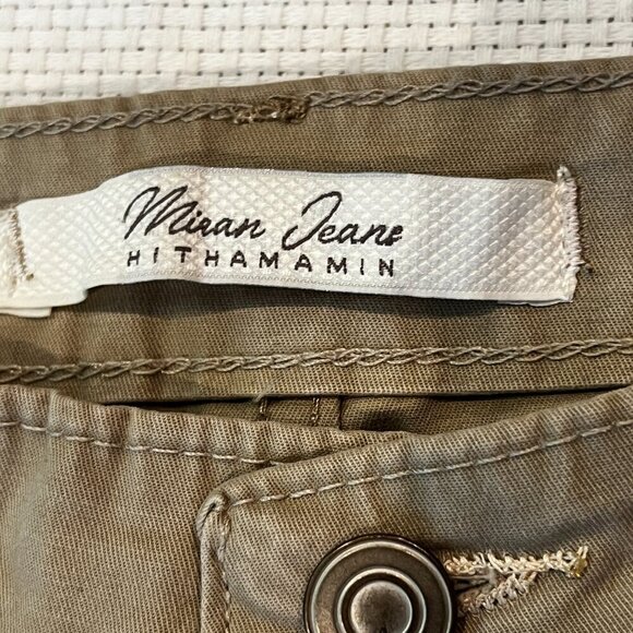 Miran Jeans Beige Tan Wide Split Leg Boho Festival Pants Rope Belt Size Small - Picture 3 of 11